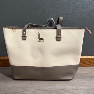 Two-Tone Cream and Taupe Tote Bag Loulu